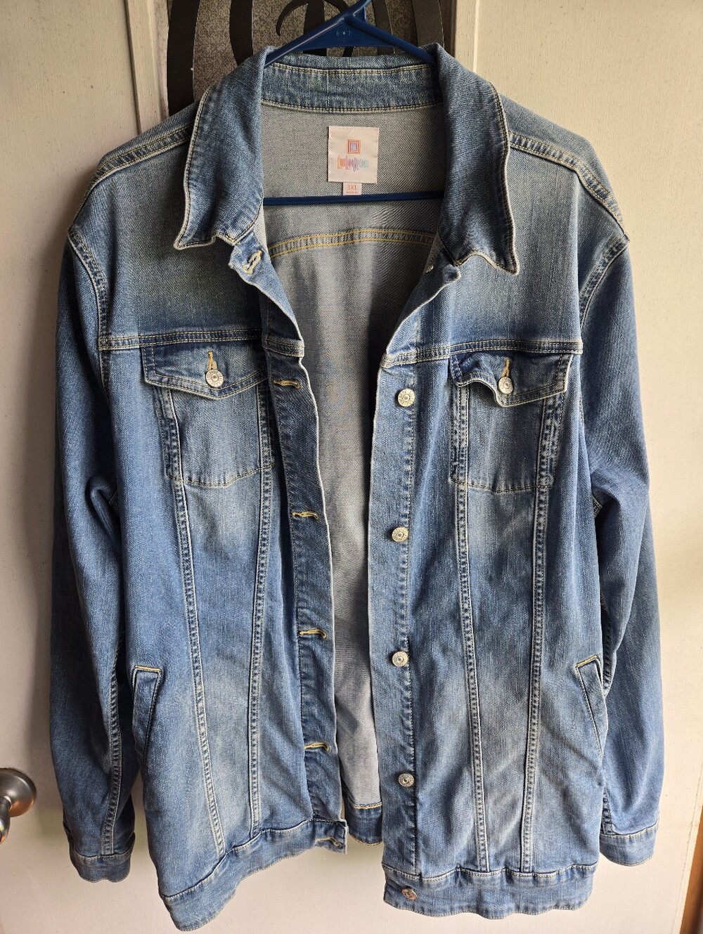 LuLaRoe Light Blue Denim Jacket W/Unicorn